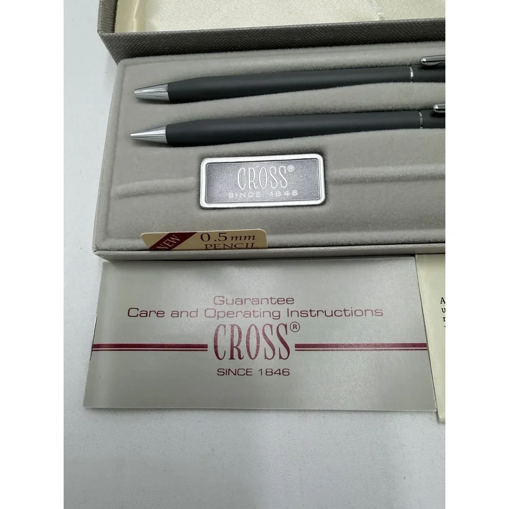 Vintage Cross Pen Set 3501 Ballpoint Pen & Mechanical Pencil Chrome Boxed New